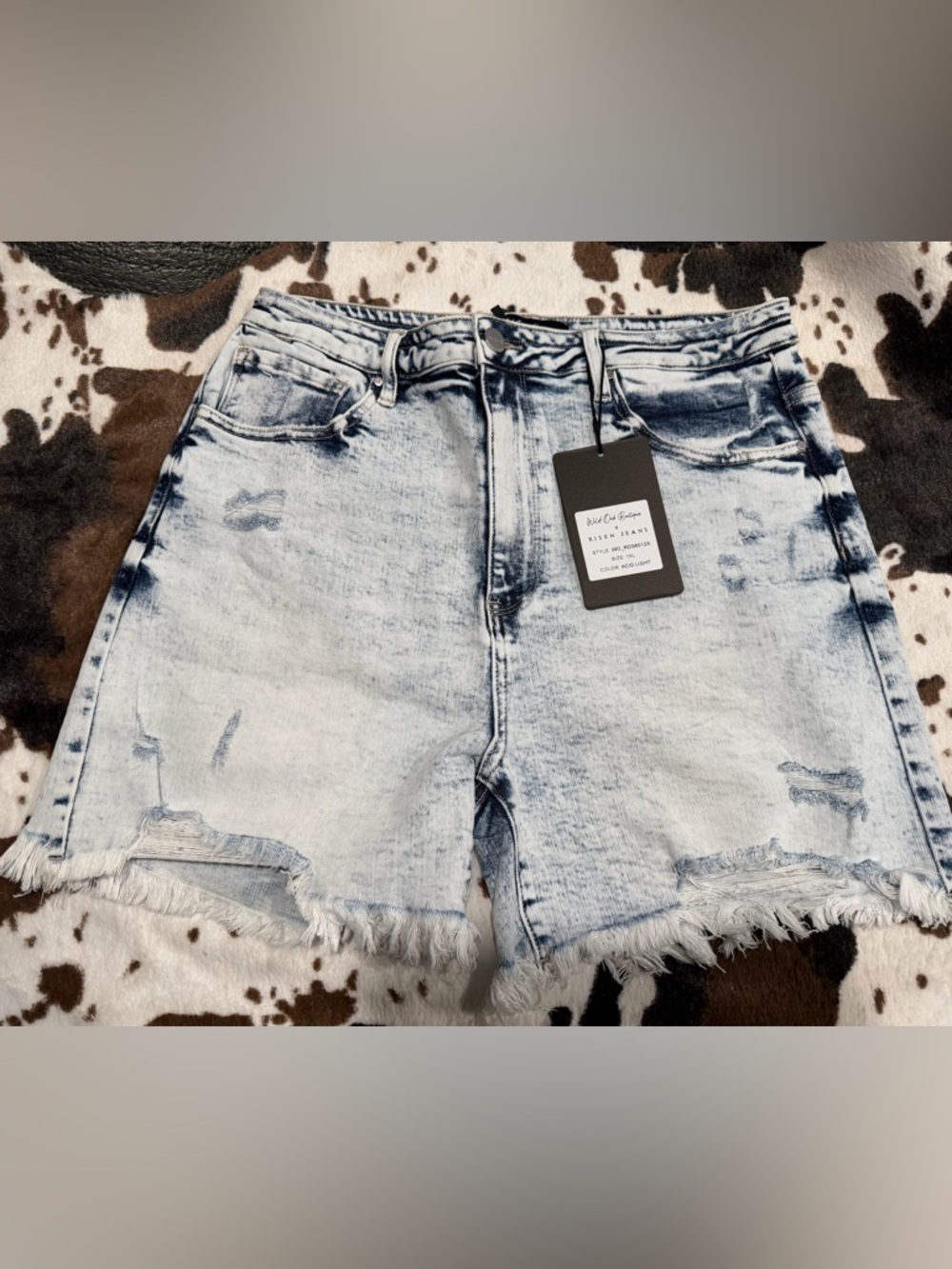 Risen Jeans Acid Wash Denim Cutoff Shorts